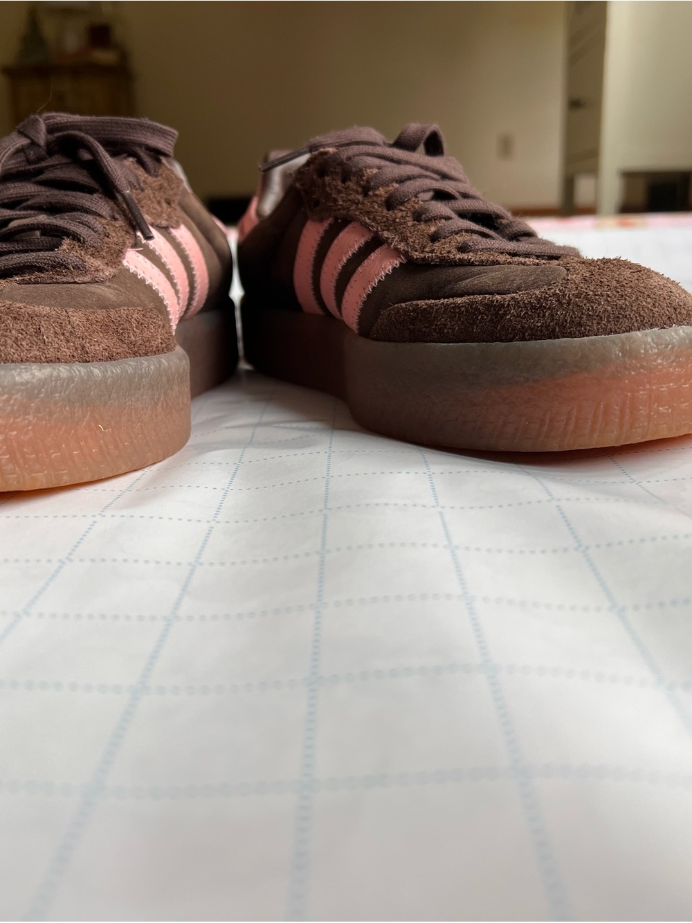 adidas Samba Brown with Pink Stripes Sneakers - Picture 4 of 4